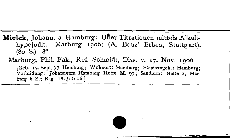 [Katalogkarte Dissertationenkatalog bis 1980]