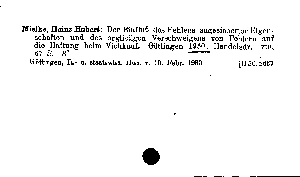 [Katalogkarte Dissertationenkatalog bis 1980]