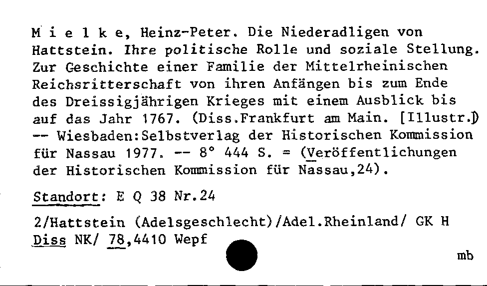 [Katalogkarte Dissertationenkatalog bis 1980]