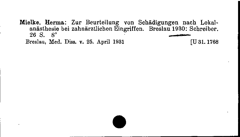 [Katalogkarte Dissertationenkatalog bis 1980]