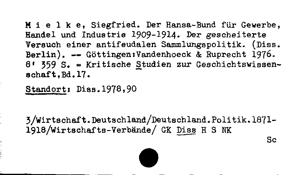 [Katalogkarte Dissertationenkatalog bis 1980]