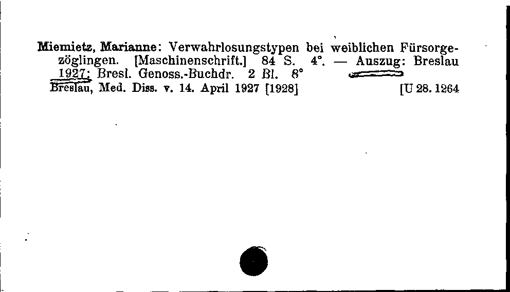 [Katalogkarte Dissertationenkatalog bis 1980]