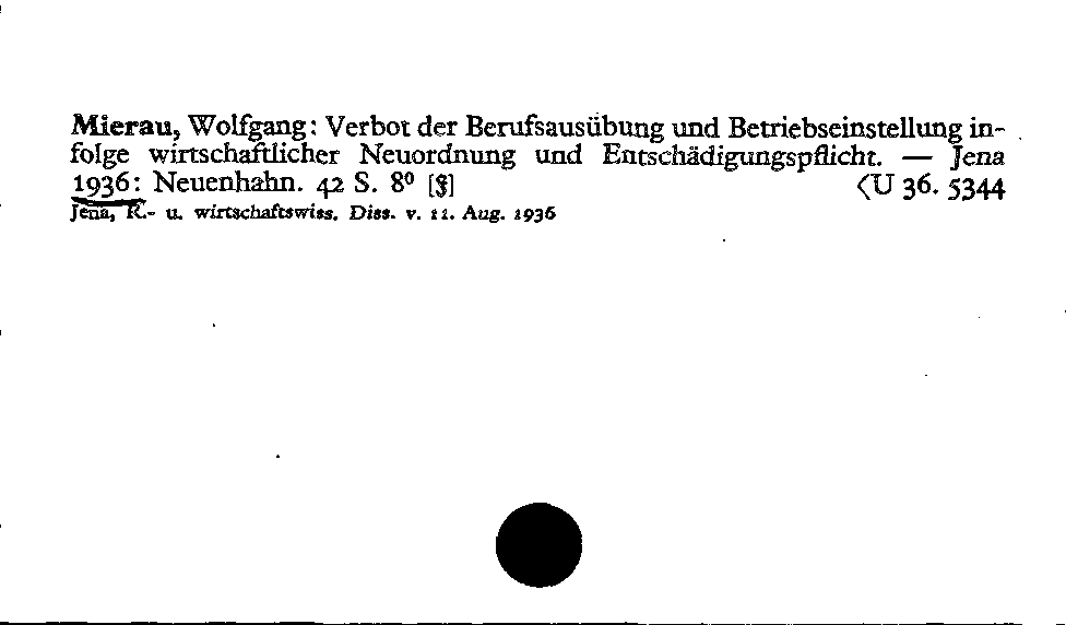 [Katalogkarte Dissertationenkatalog bis 1980]