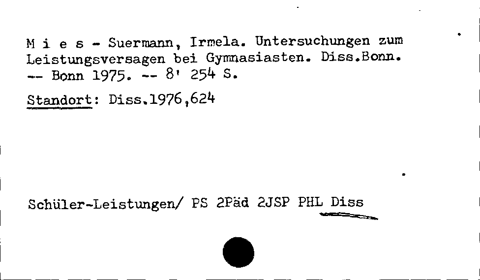 [Katalogkarte Dissertationenkatalog bis 1980]