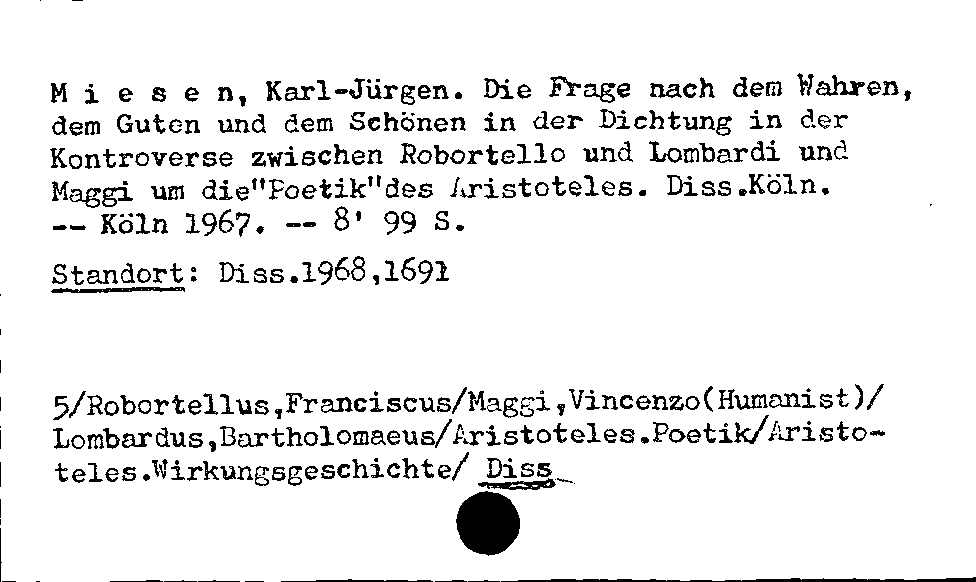 [Katalogkarte Dissertationenkatalog bis 1980]