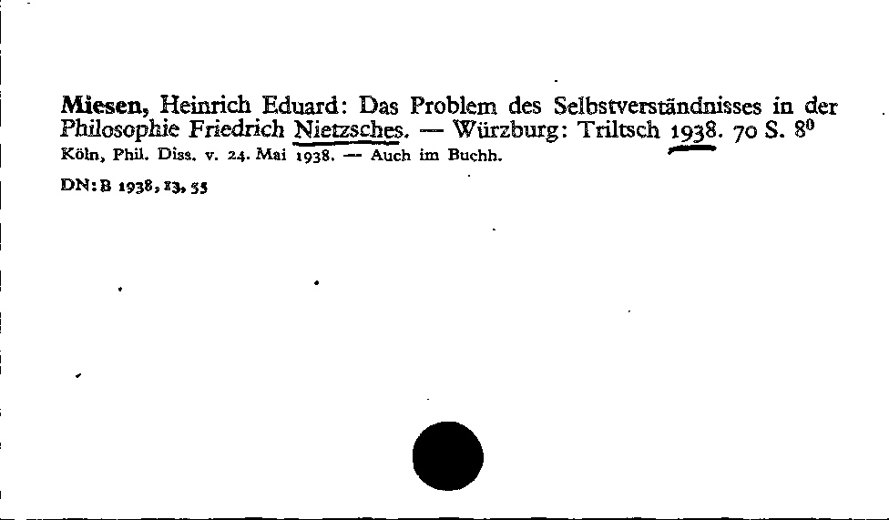 [Katalogkarte Dissertationenkatalog bis 1980]