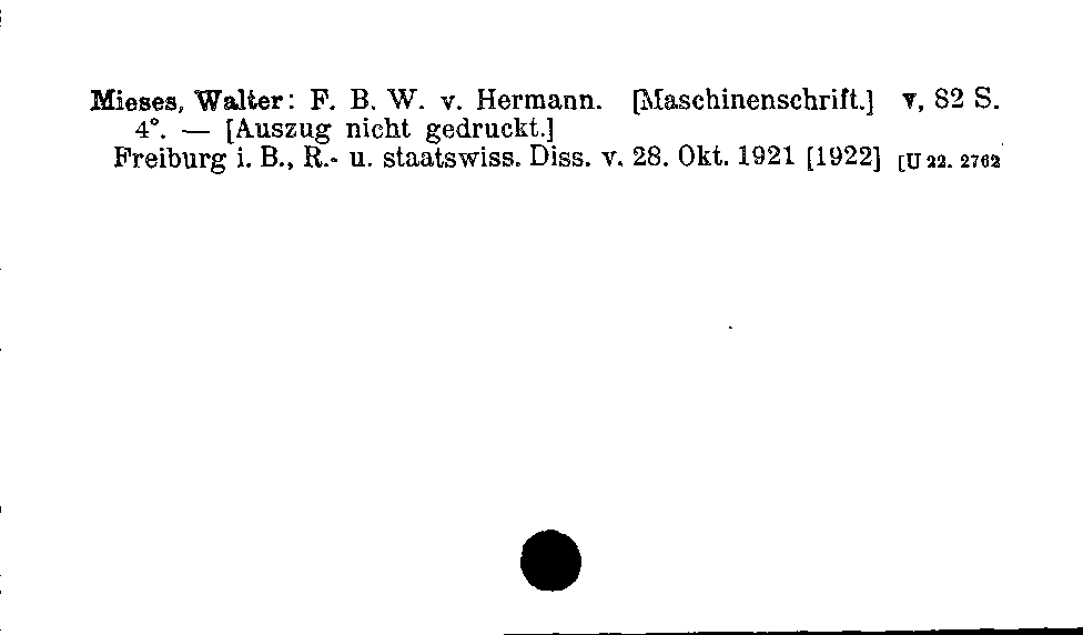 [Katalogkarte Dissertationenkatalog bis 1980]