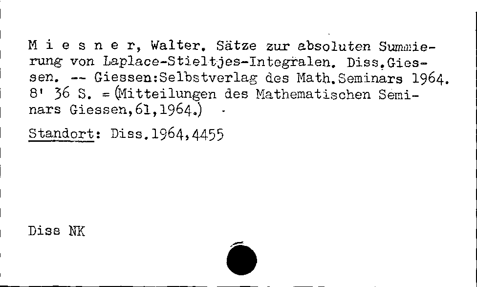 [Katalogkarte Dissertationenkatalog bis 1980]