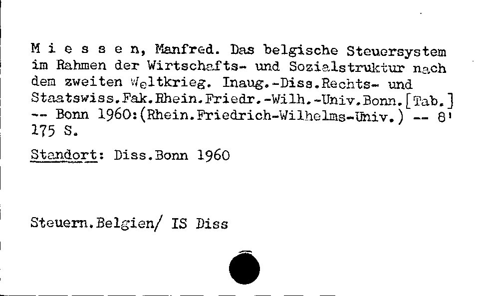 [Katalogkarte Dissertationenkatalog bis 1980]