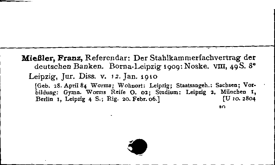 [Katalogkarte Dissertationenkatalog bis 1980]