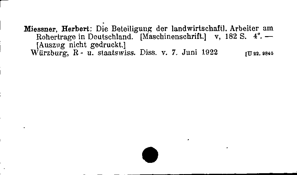 [Katalogkarte Dissertationenkatalog bis 1980]