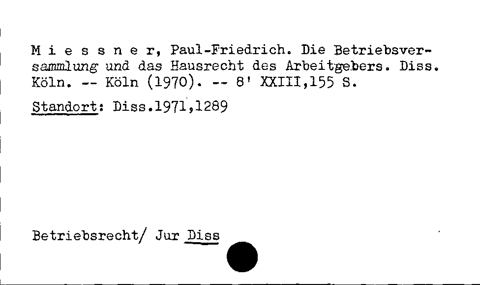 [Katalogkarte Dissertationenkatalog bis 1980]