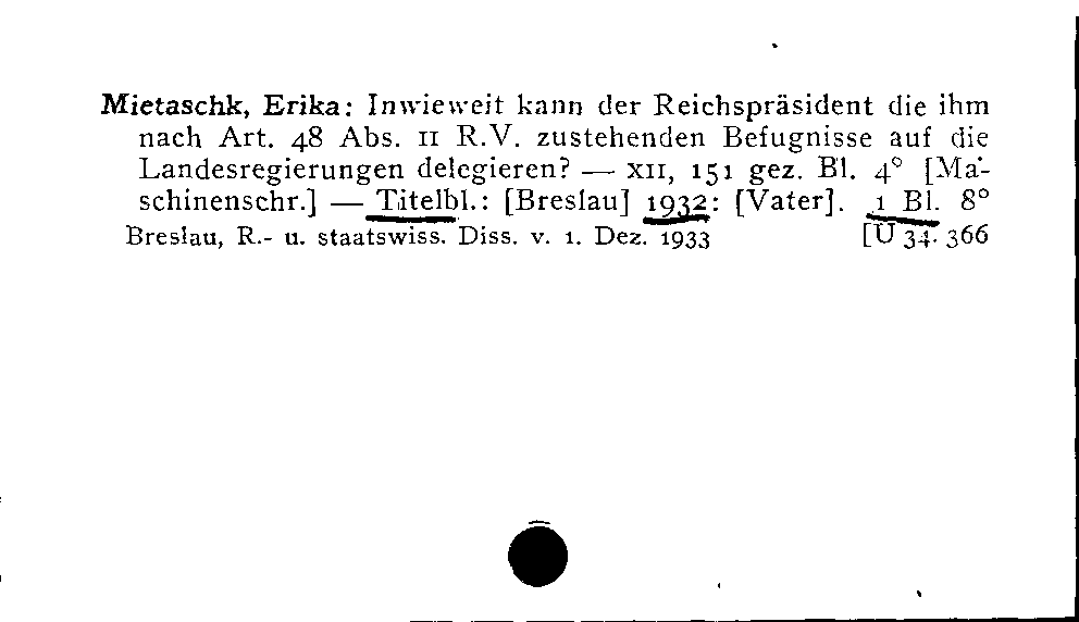 [Katalogkarte Dissertationenkatalog bis 1980]