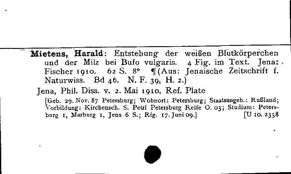 [Katalogkarte Dissertationenkatalog bis 1980]