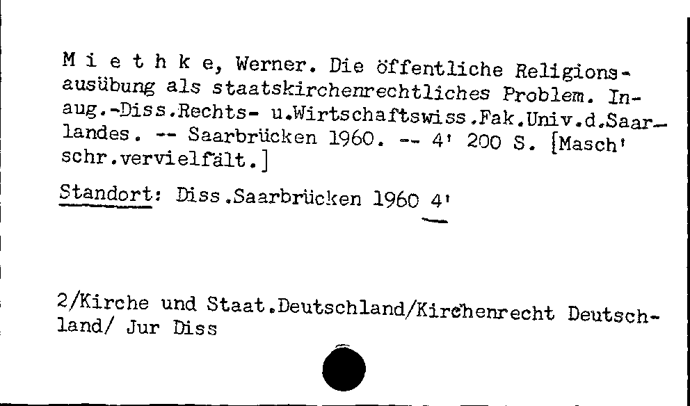 [Katalogkarte Dissertationenkatalog bis 1980]