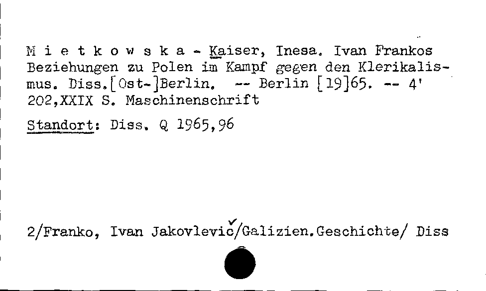 [Katalogkarte Dissertationenkatalog bis 1980]