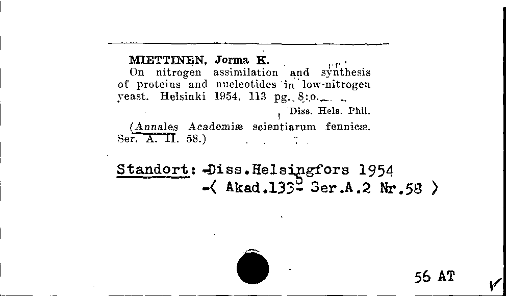 [Katalogkarte Dissertationenkatalog bis 1980]