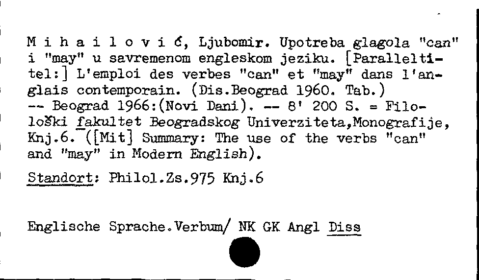 [Katalogkarte Dissertationenkatalog bis 1980]