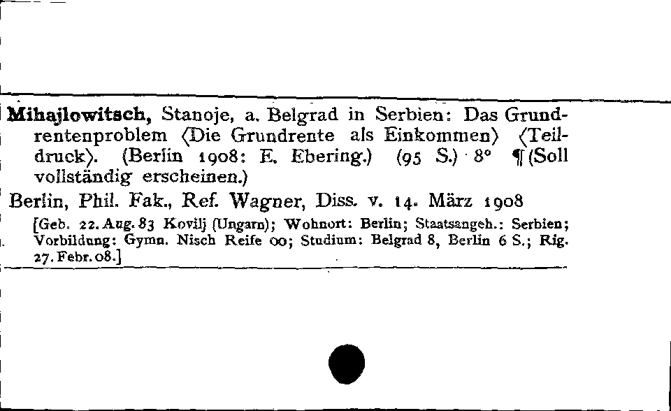 [Katalogkarte Dissertationenkatalog bis 1980]