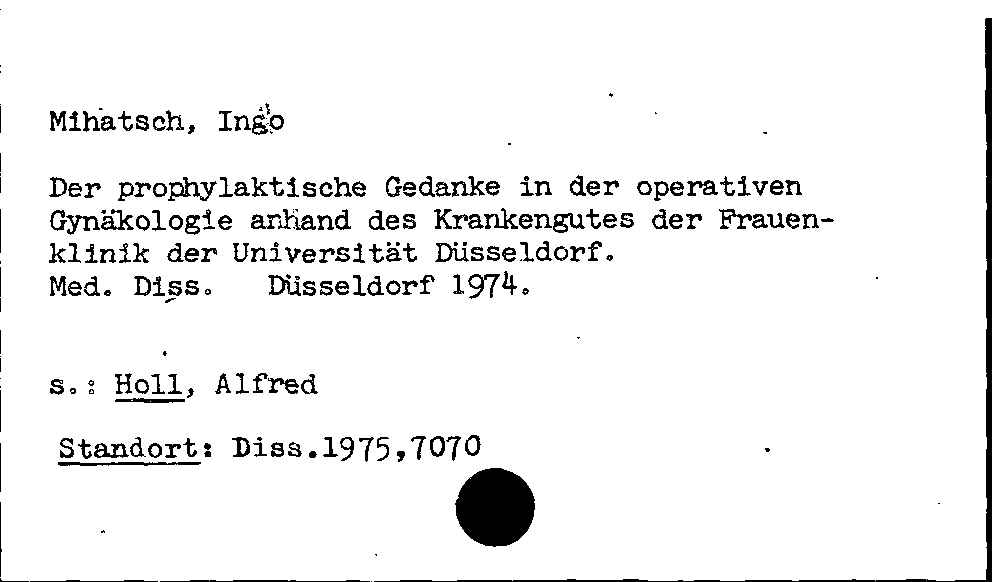 [Katalogkarte Dissertationenkatalog bis 1980]