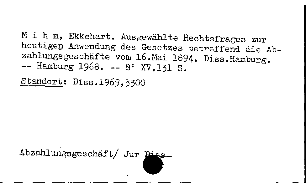 [Katalogkarte Dissertationenkatalog bis 1980]