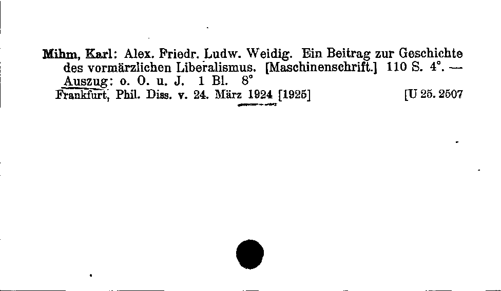 [Katalogkarte Dissertationenkatalog bis 1980]