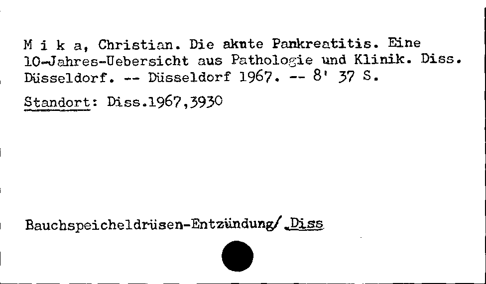 [Katalogkarte Dissertationenkatalog bis 1980]