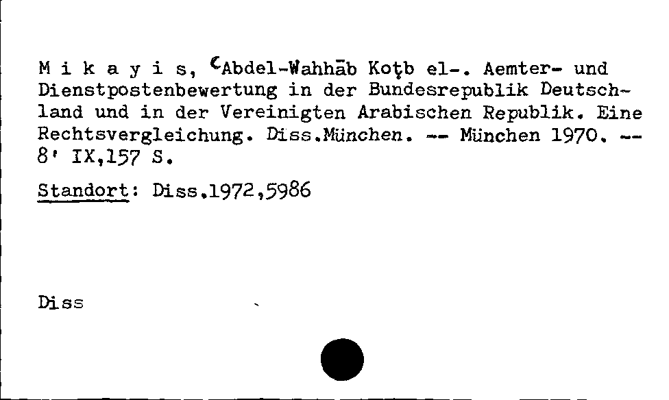 [Katalogkarte Dissertationenkatalog bis 1980]