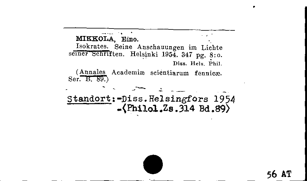 [Katalogkarte Dissertationenkatalog bis 1980]