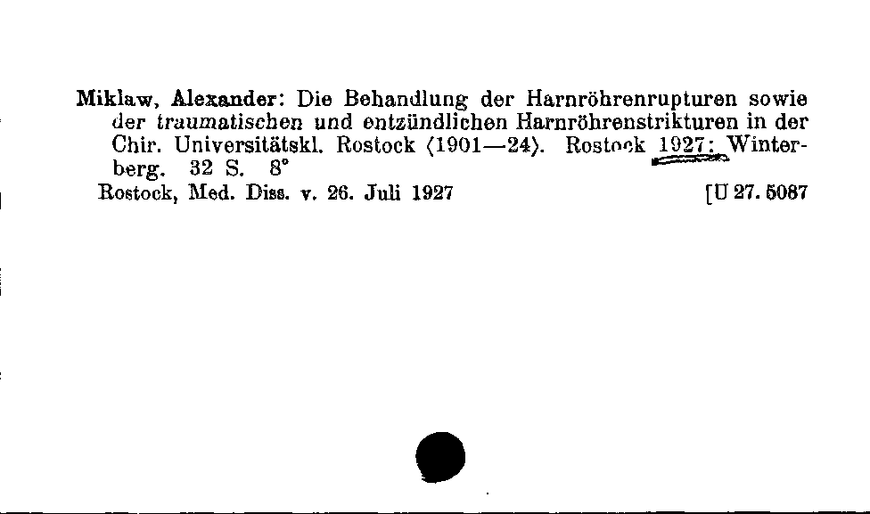 [Katalogkarte Dissertationenkatalog bis 1980]