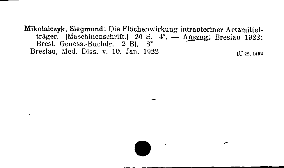 [Katalogkarte Dissertationenkatalog bis 1980]