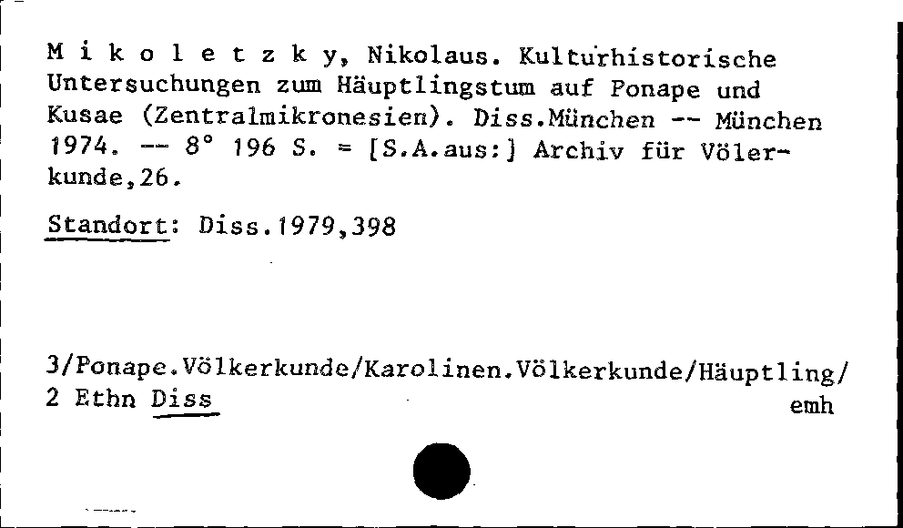 [Katalogkarte Dissertationenkatalog bis 1980]