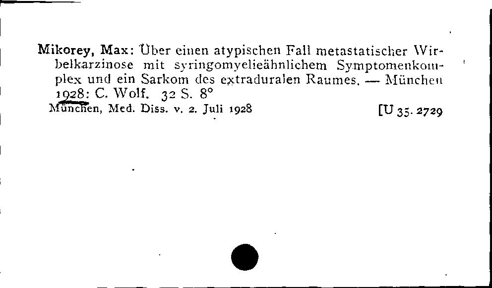 [Katalogkarte Dissertationenkatalog bis 1980]