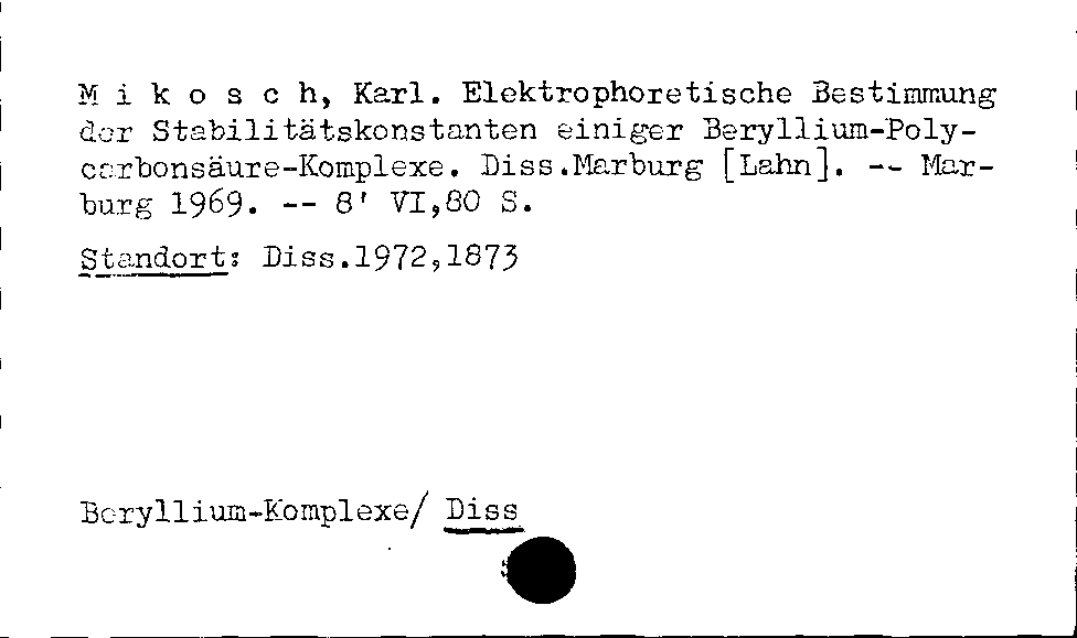 [Katalogkarte Dissertationenkatalog bis 1980]