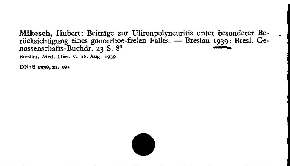 [Katalogkarte Dissertationenkatalog bis 1980]