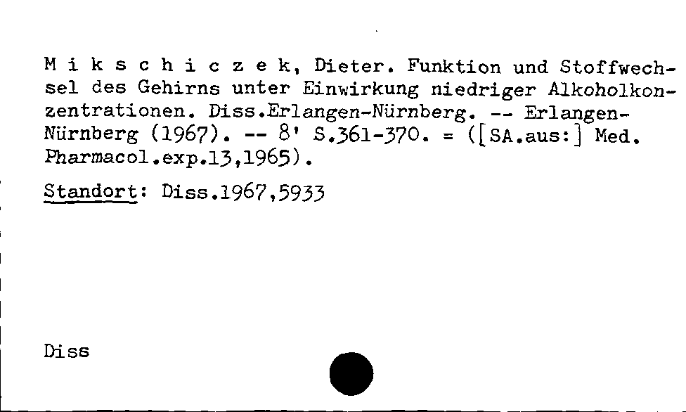 [Katalogkarte Dissertationenkatalog bis 1980]