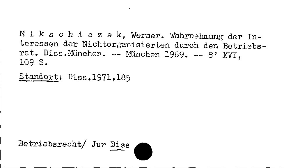 [Katalogkarte Dissertationenkatalog bis 1980]