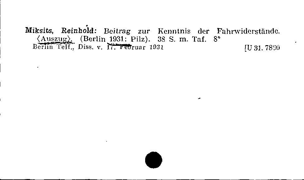 [Katalogkarte Dissertationenkatalog bis 1980]