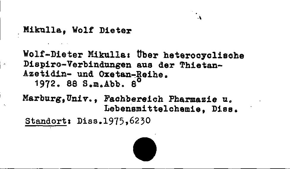 [Katalogkarte Dissertationenkatalog bis 1980]