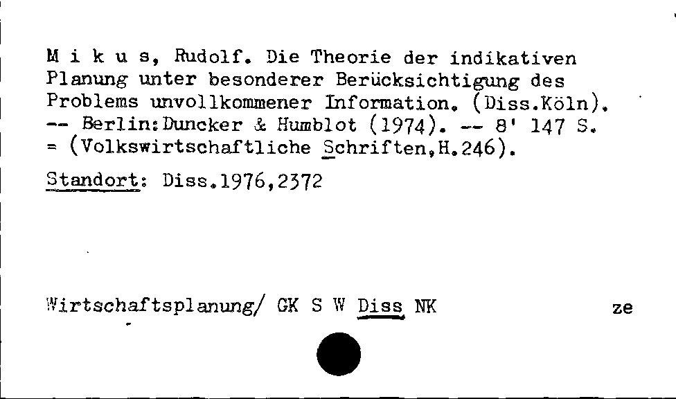 [Katalogkarte Dissertationenkatalog bis 1980]