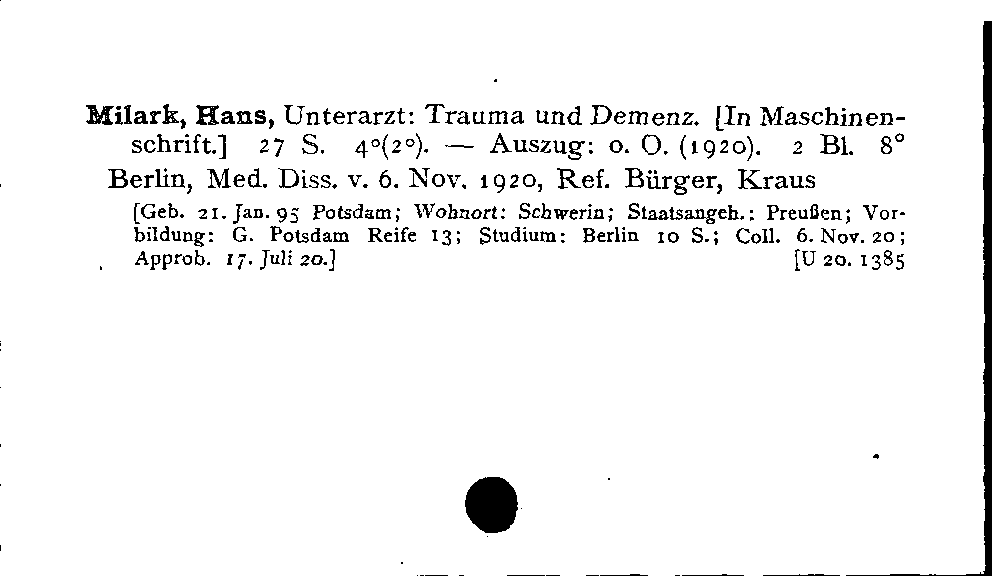 [Katalogkarte Dissertationenkatalog bis 1980]