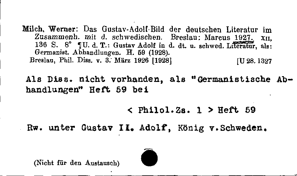 [Katalogkarte Dissertationenkatalog bis 1980]