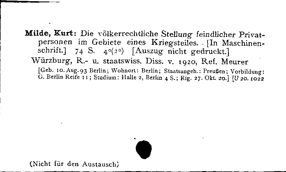 [Katalogkarte Dissertationenkatalog bis 1980]