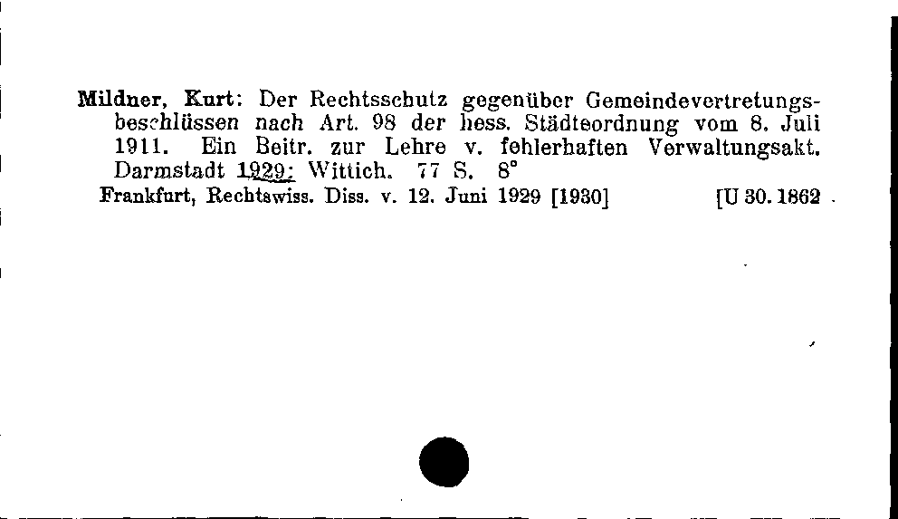 [Katalogkarte Dissertationenkatalog bis 1980]