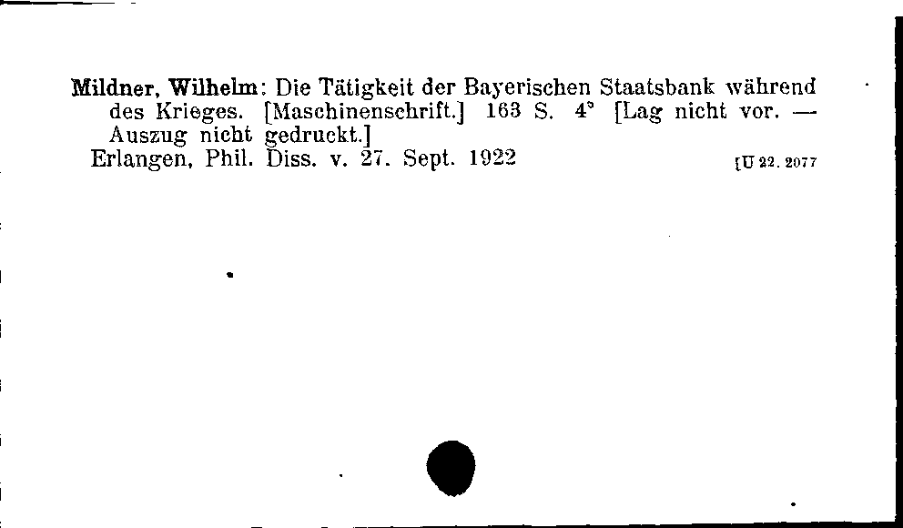 [Katalogkarte Dissertationenkatalog bis 1980]