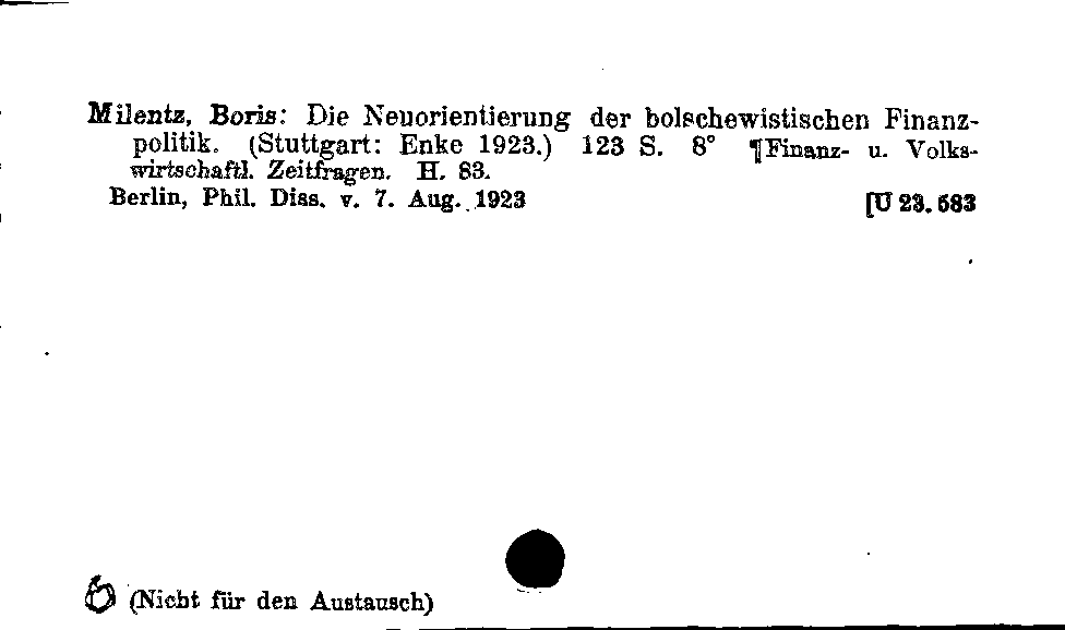 [Katalogkarte Dissertationenkatalog bis 1980]