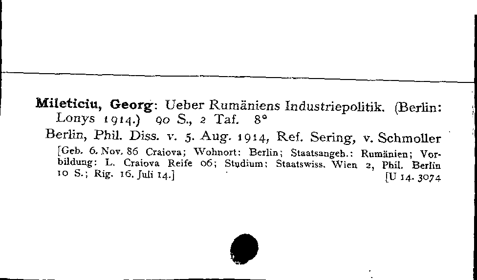 [Katalogkarte Dissertationenkatalog bis 1980]