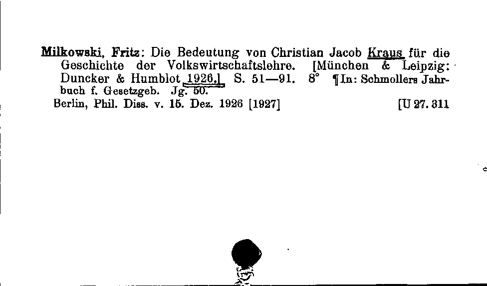 [Katalogkarte Dissertationenkatalog bis 1980]