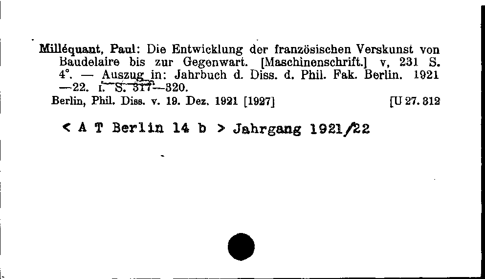 [Katalogkarte Dissertationenkatalog bis 1980]