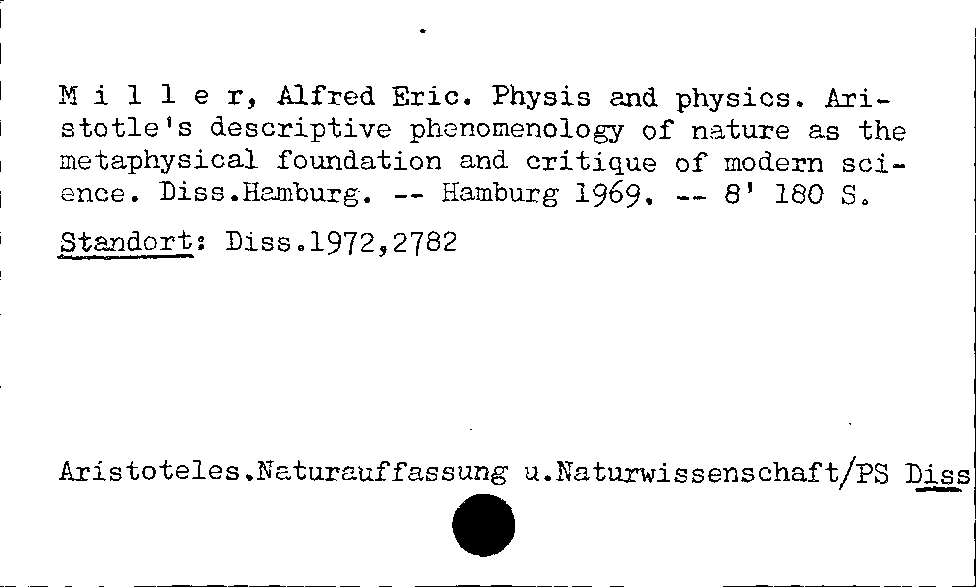 [Katalogkarte Dissertationenkatalog bis 1980]